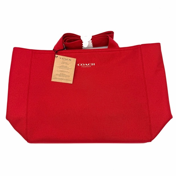 NWT New Coach Fragrance Tote Bag Carry On All Red Handbag Handles Flexible - Picture 2 of 4